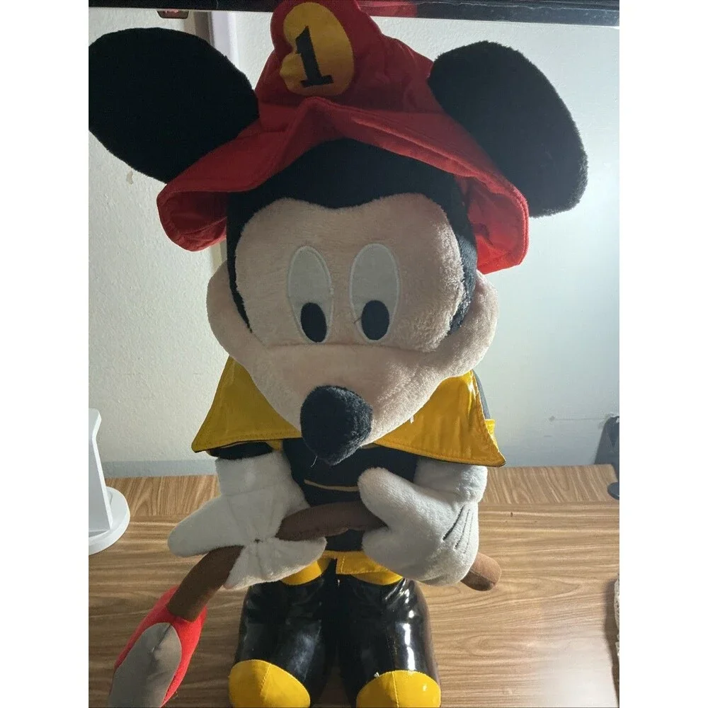 Disney Mickey Mouse 24” Plush Large Fireman Firefighter Axe Stuffed Animal